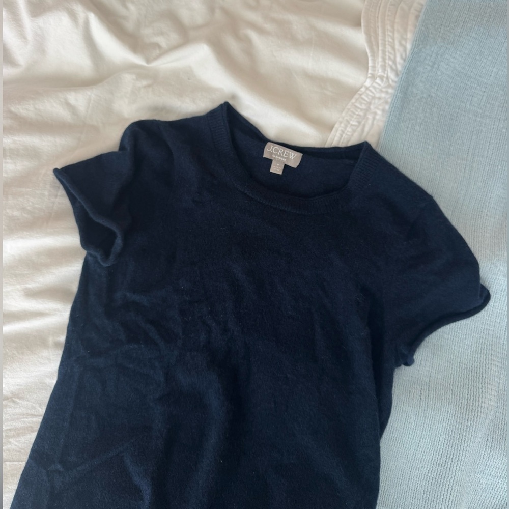 J. Crew Navy Cashmere Short Sleeve Sweater